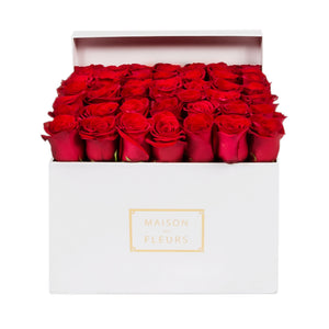 Fresh Roses in 30cm Square Box